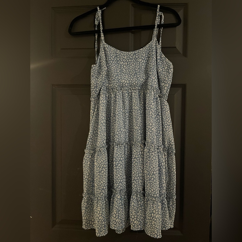 Blue and White Tiered Dress